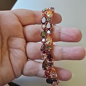 Variety of Quartz Stone Bracelet 8" Rose Gold Plated NWOT